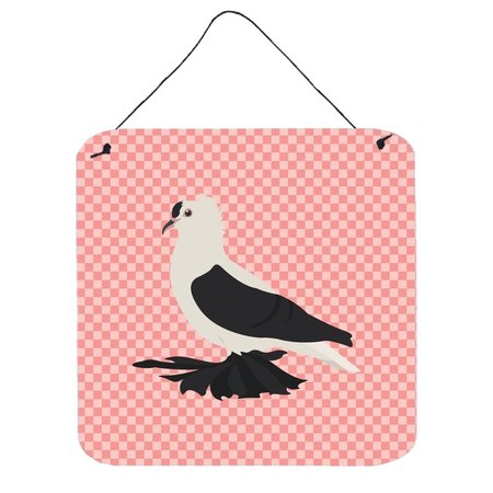 MICASA Saxon Fairy Swallow Pigeon Pink Check Wall or Door Hanging Prints, 6 x 6 in. MI229784